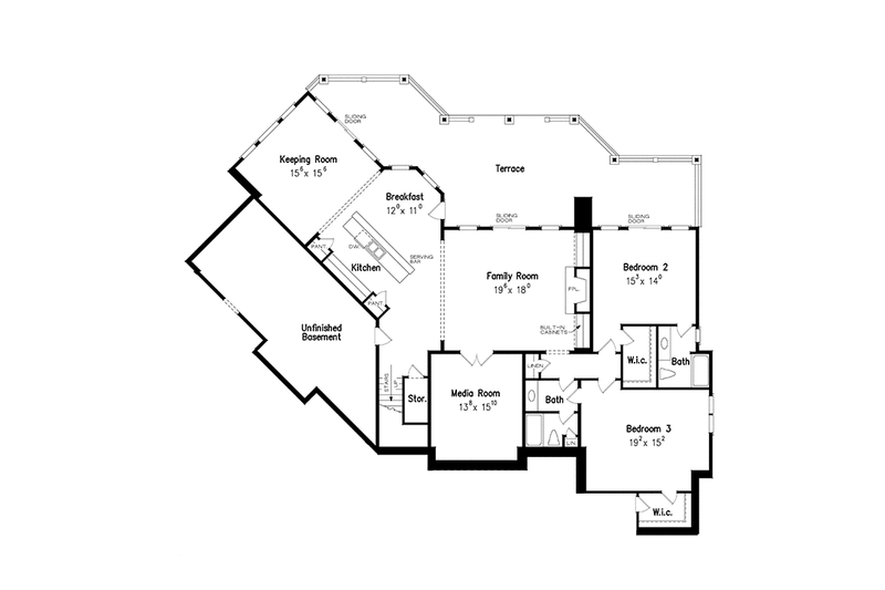 Architectural House Design - Floor Plan - Lower Floor for European House Plan #927-966 - 4 bed, 4.5 bath