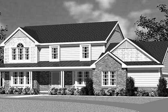 Exterior - Front Elevation for Country House Plan #72-1108 - 4 bed, 2.5 bath