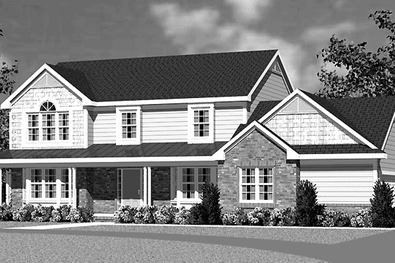 House Blueprint - Exterior - Front Elevation for Country House Plan #72-1108 - 4 bed, 2.5 bath