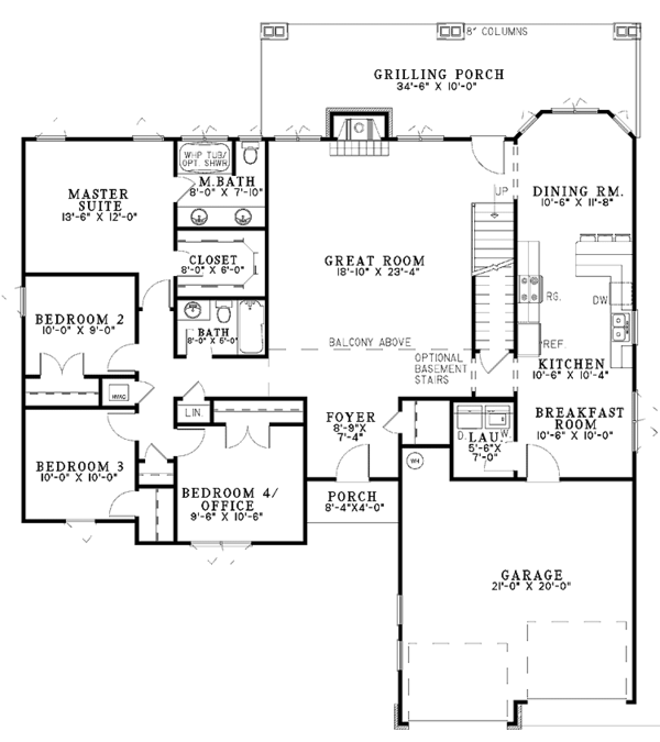 Dream House Plan - Craftsman Floor Plan - Main Floor Plan #17-2814