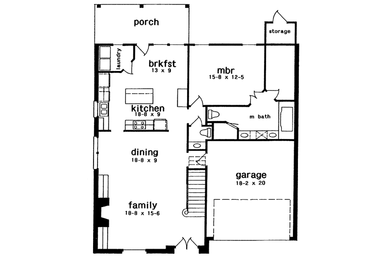 Dream House Plan - Floor Plan - Main Floor for Country House Plan #301-149 - 3 bed, 2.5 bath