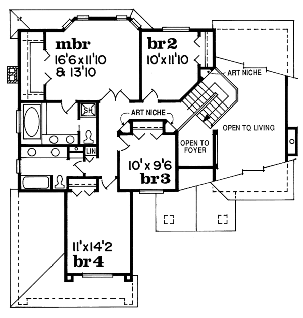 House Blueprint - Mediterranean Floor Plan - Upper Floor Plan #47-1015