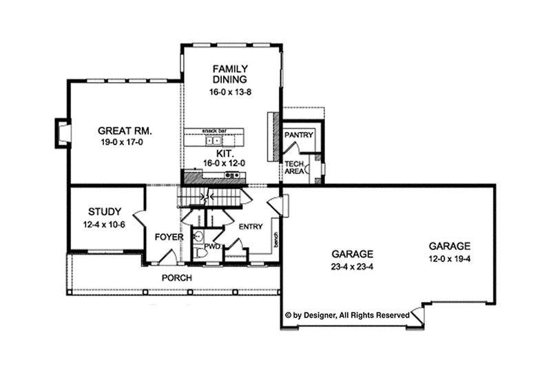 Dream House Plan - Floor Plan - Main Floor for Traditional House Plan #1010-135 - 4 bed, 2.5 bath