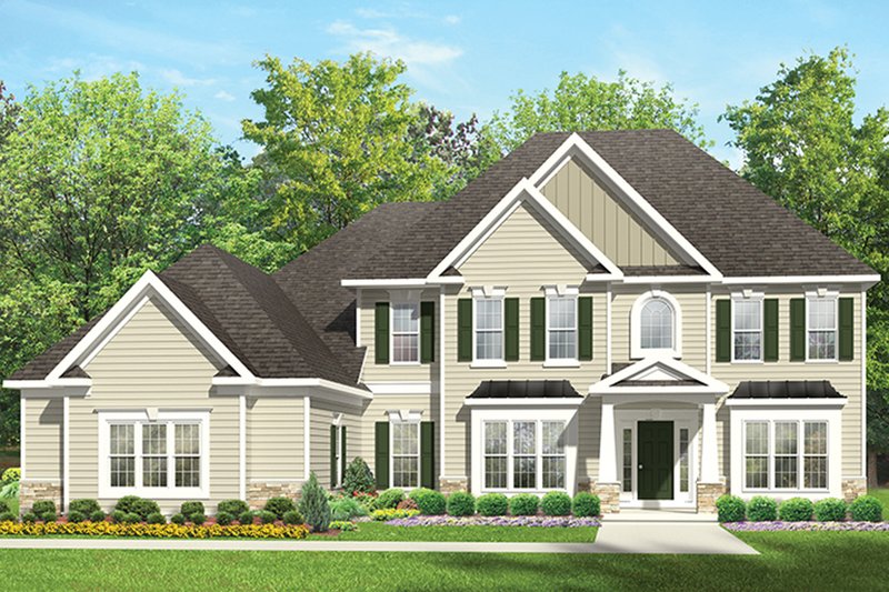 Dream House Plan - Exterior - Front Elevation 3 for Colonial House Plan #1010-168 - 4 bed, 2.5 bath