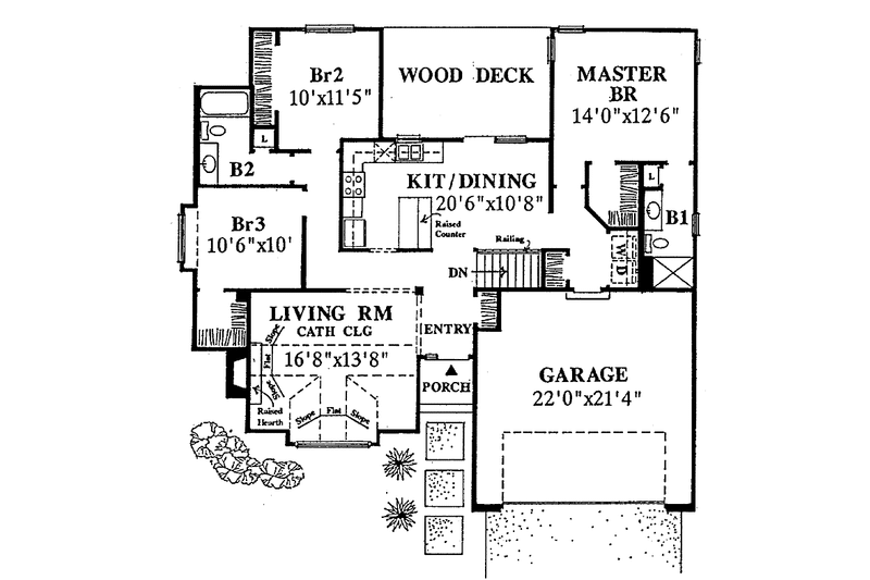 Dream House Plan - Floor Plan - Main Floor for Craftsman House Plan #334-132 - 3 bed, 2 bath