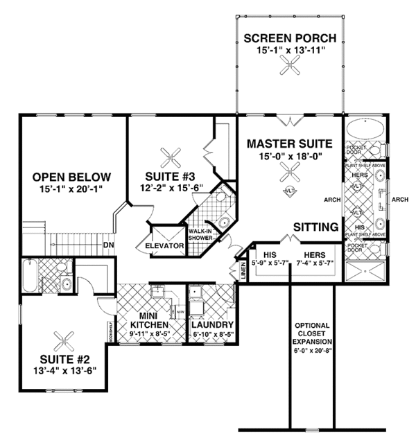 House Plan Design - Traditional Floor Plan - Upper Floor Plan #56-680