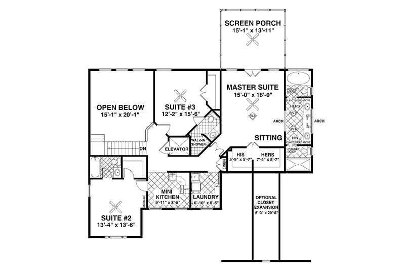 Architectural House Design - Floor Plan - Upper Floor for Traditional House Plan #56-680 - 4 bed, 4 bath