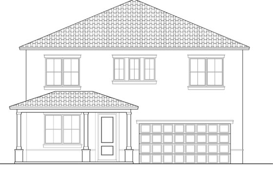 Exterior - Front Elevation 4 for Mediterranean House Plan #1058-62 - 4 bed, 2.5 bath