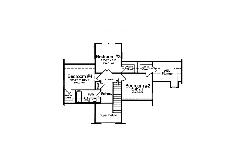 Architectural House Design - Floor Plan - Upper Floor for Craftsman House Plan #46-822 - 4 bed, 2.5 bath