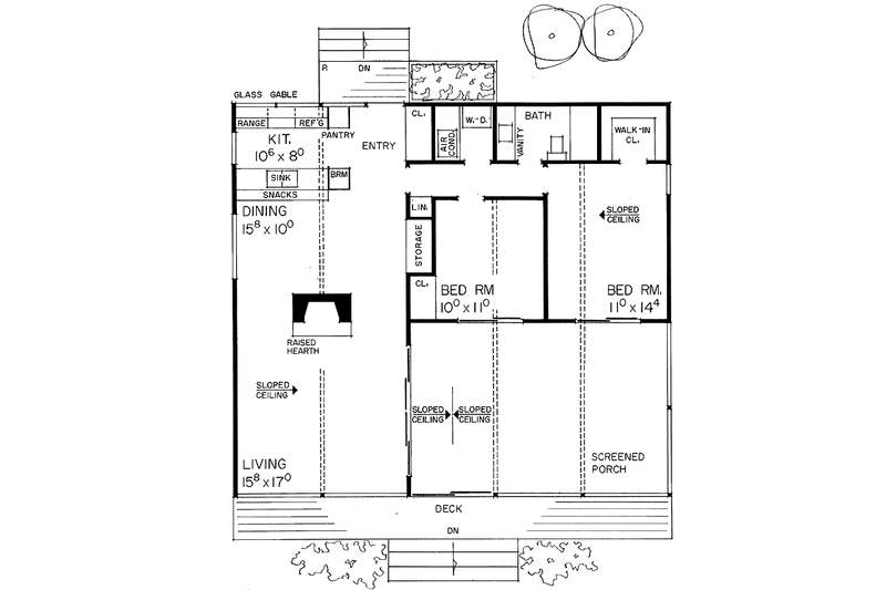 Dream House Plan - Floor Plan - Main Floor for Contemporary House Plan #72-539 - 2 bed, 1 bath