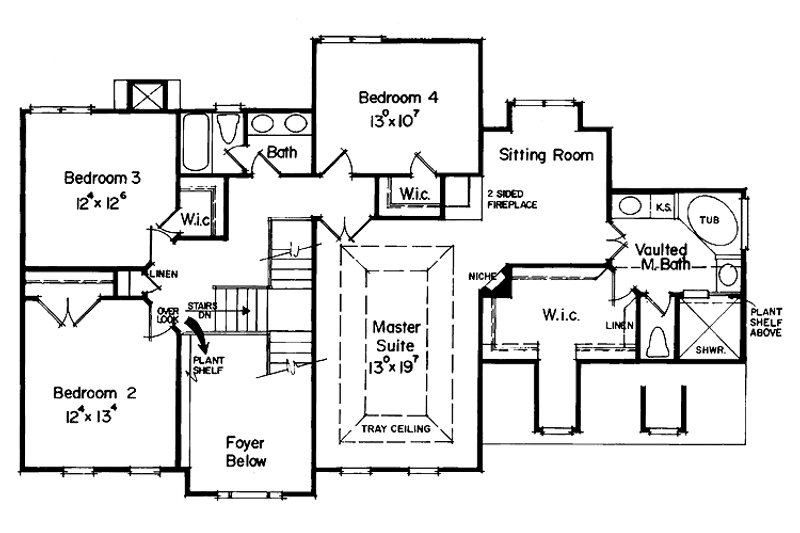 Dream House Plan - Floor Plan - Upper Floor for Colonial House Plan #927-143 - 4 bed, 2.5 bath