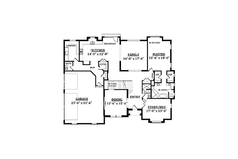 Architectural House Design - Floor Plan - Main Floor for Country House Plan #937-10 - 5 bed, 5.5 bath