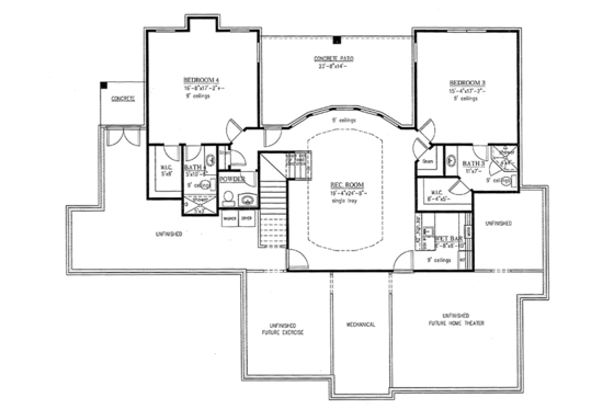 Floor Plan - Lower Floor for Traditional House Plan #437-73 - 4 bed, 4.5 bath