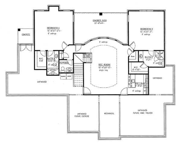 House Design - Traditional Floor Plan - Lower Floor Plan #437-73