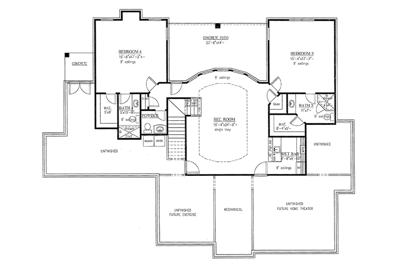 Dream House Plan - Floor Plan - Lower Floor for Traditional House Plan #437-73 - 4 bed, 4.5 bath