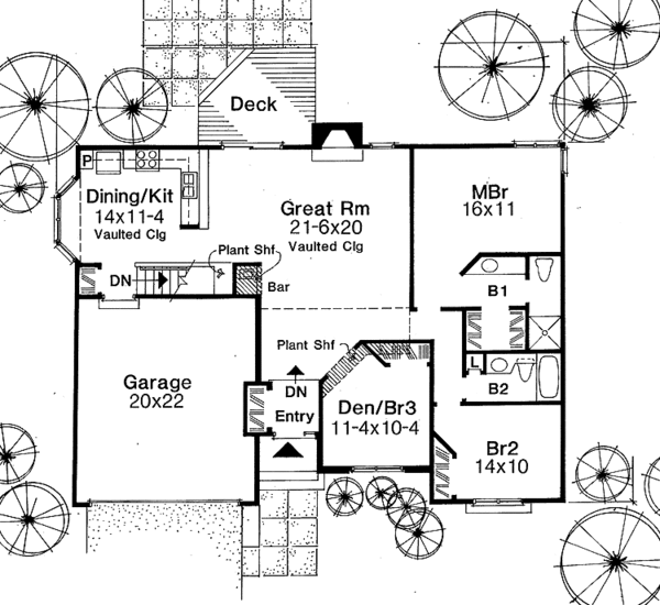House Plan Design - Craftsman Floor Plan - Main Floor Plan #334-119