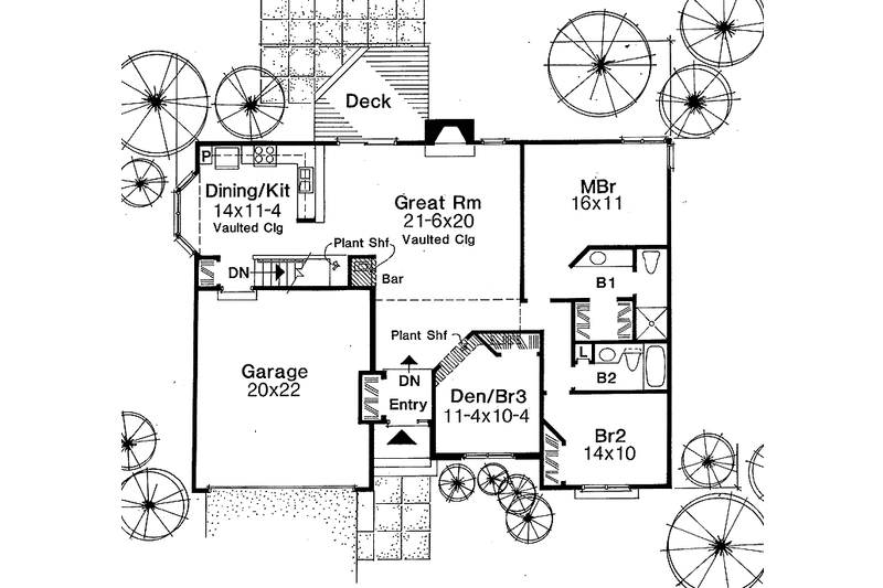 Architectural House Design - Floor Plan - Main Floor for Craftsman House Plan #334-119 - 3 bed, 2 bath