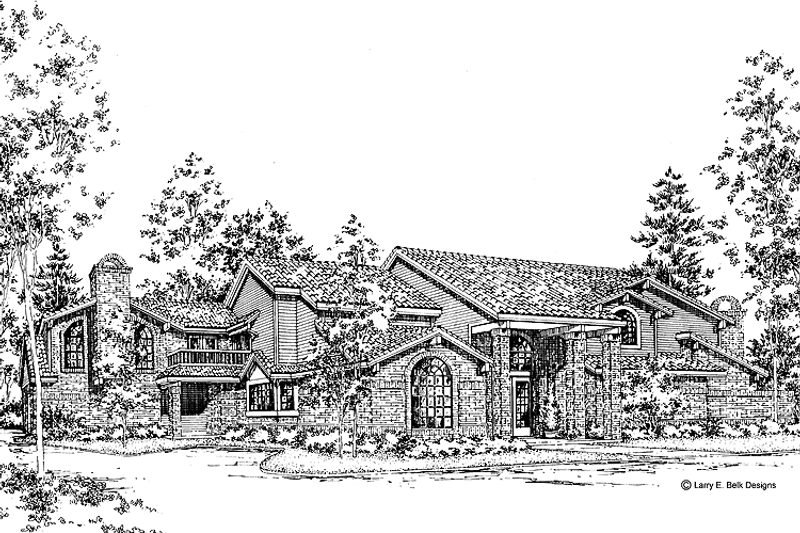 Architectural House Design - Exterior - Front Elevation 3 for Mediterranean House Plan #952-180 - 5 bed, 4 bath