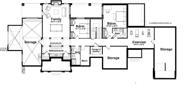 House Blueprint - Craftsman Floor Plan - Lower Floor Plan #928-173