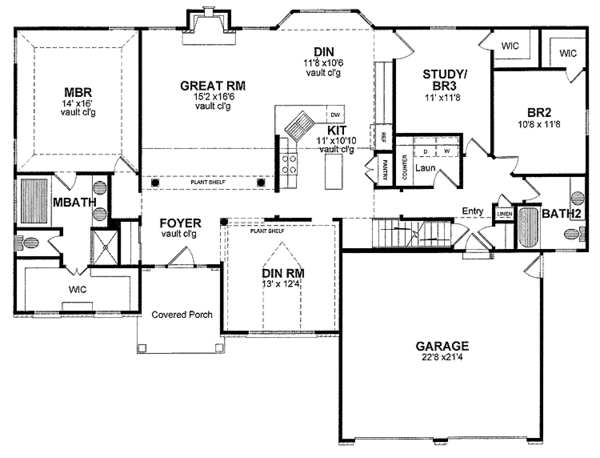 House Design - Ranch Floor Plan - Main Floor Plan #316-248