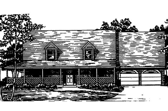 Exterior - Front Elevation 3 for Country House Plan #30-293 - 3 bed, 2 bath