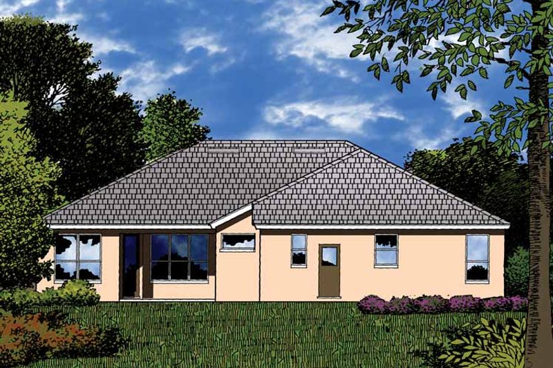 Home Plan - Exterior - Rear Elevation for Mediterranean House Plan #1015-23 - 4 bed, 3 bath