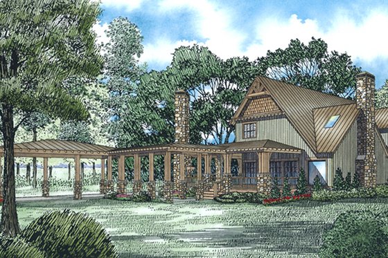 Exterior - Rear Elevation for Craftsman House Plan #17-3382 - 3 bed, 3.5 bath