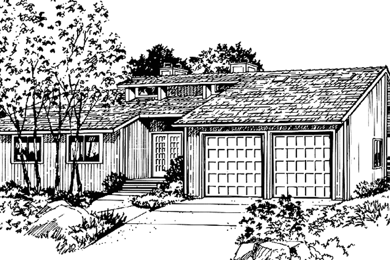 Architectural House Design - Prairie Exterior - Front Elevation Plan #320-1282