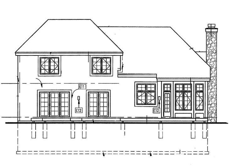 Home Plan - Exterior - Rear Elevation for European House Plan #320-1058 - 3 bed, 3 bath