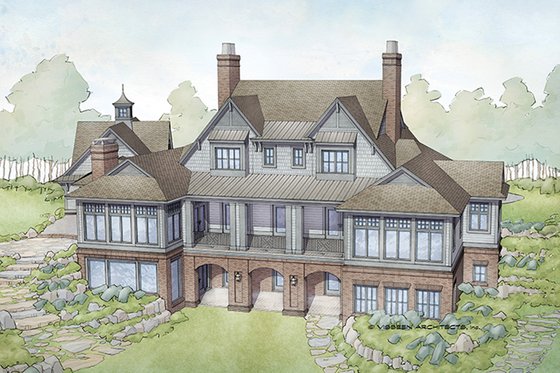 Exterior - Rear Elevation 1 for Country House Plan #928-285 - 4 bed, 4.5 bath