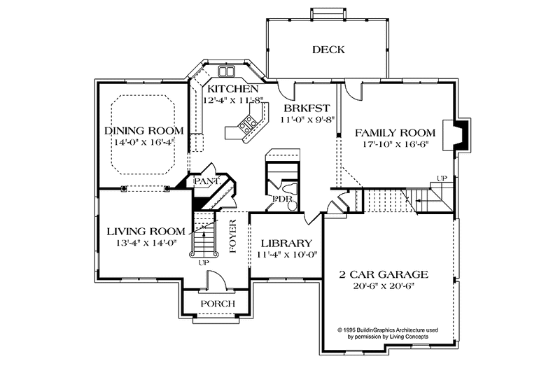 House Blueprint - Floor Plan - Main Floor for Colonial House Plan #453-351 - 4 bed, 2.5 bath