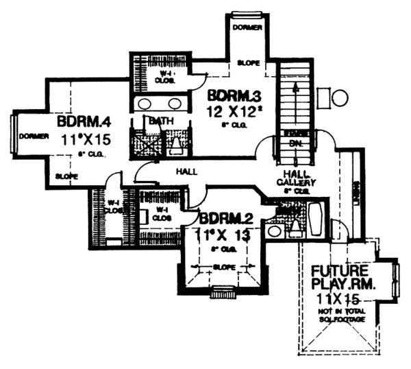 Architectural House Design - European Floor Plan - Upper Floor Plan #310-1129