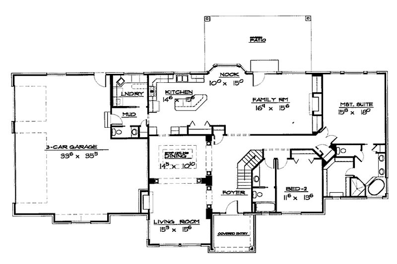 Dream House Plan - Floor Plan - Main Floor for Country House Plan #308-285 - 2 bed, 2.5 bath