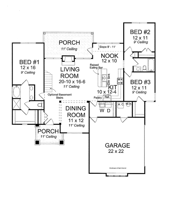 House Plan Design - Craftsman Floor Plan - Main Floor Plan #513-2112