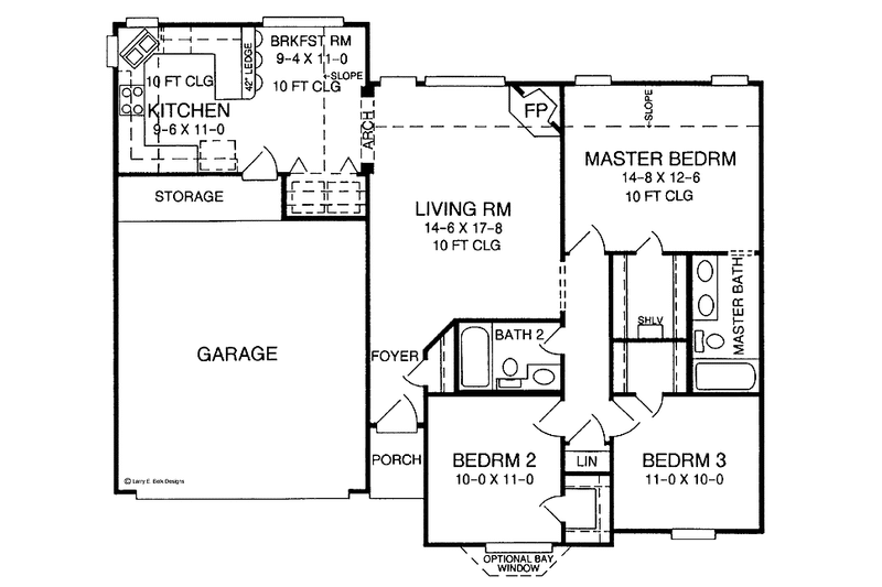 House Blueprint - Floor Plan - Main Floor for Ranch House Plan #952-161 - 3 bed, 2 bath