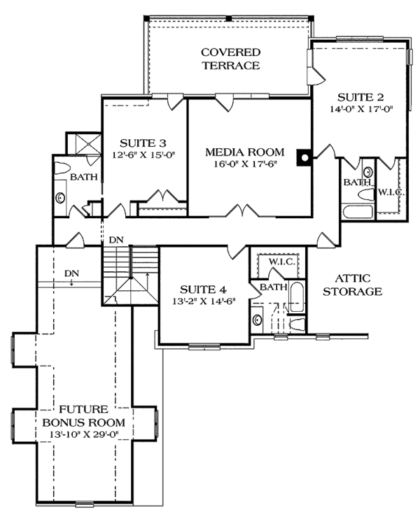House Blueprint - Country Floor Plan - Upper Floor Plan #453-449