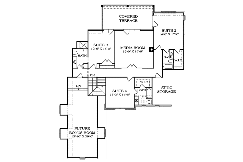 Architectural House Design - Floor Plan - Upper Floor for Country House Plan #453-449 - 4 bed, 4.5 bath