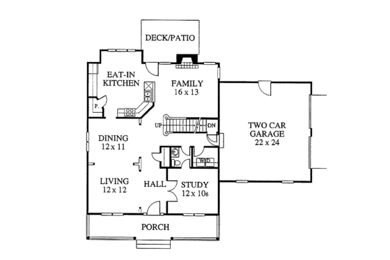 Floor Plan - Main Floor for Country House Plan #1053-23 - 4 bed, 2.5 bath