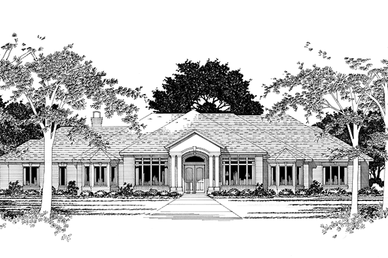 House Blueprint - Exterior - Front Elevation 3 for Ranch House Plan #472-94 - 6 bed, 4 bath
