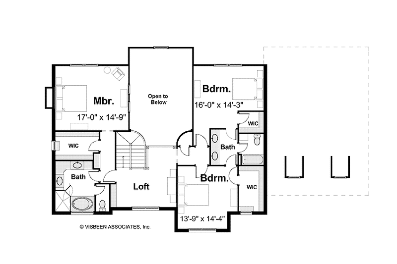 Home Plan - Floor Plan - Upper Floor for Classical House Plan #928-205 - 3 bed, 2 bath