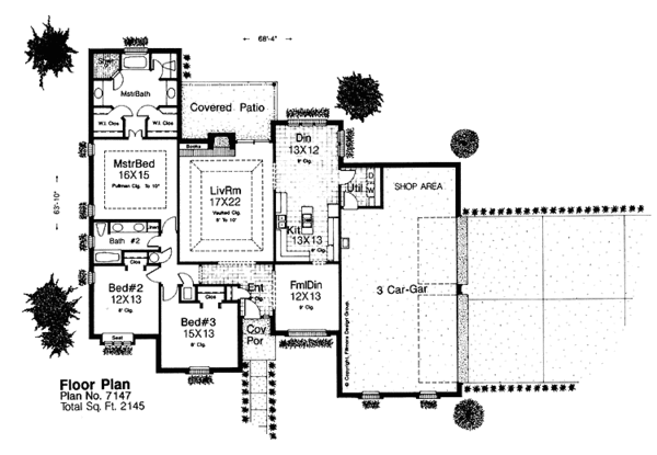 House Plan Design - Ranch Floor Plan - Main Floor Plan #310-1122
