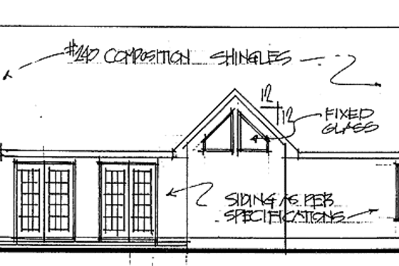 Exterior - Rear Elevation for Ranch House Plan #56-660 - 3 bed, 2 bath