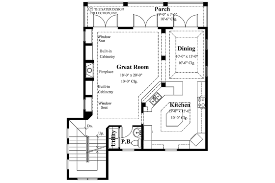 Floor Plan - Main Floor for Craftsman House Plan #930-169 - 3 bed, 2.5 bath