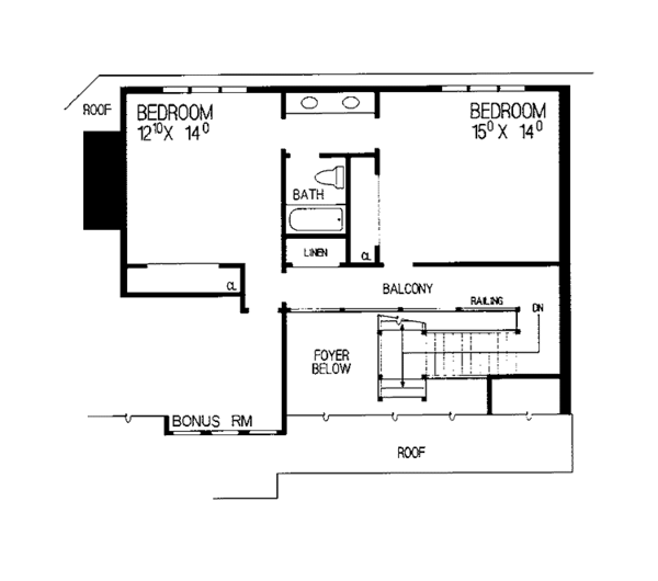 Home Plan - Tudor Floor Plan - Upper Floor Plan #72-865
