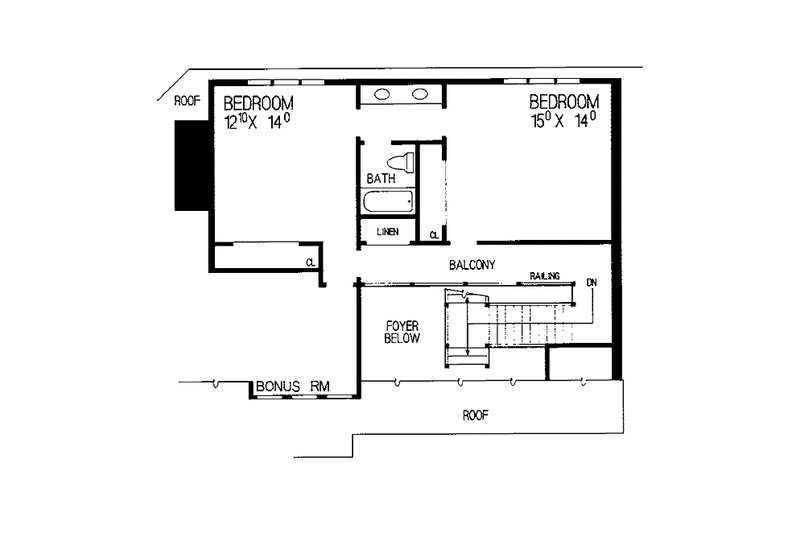 Home Plan - Floor Plan - Upper Floor for Tudor House Plan #72-865 - 3 bed, 2 bath