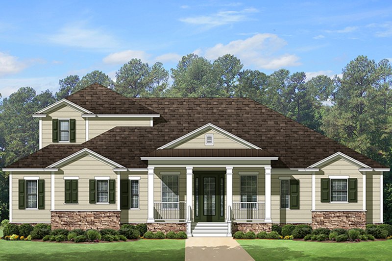 Architectural House Design - Country Exterior - Front Elevation Plan #1058-114