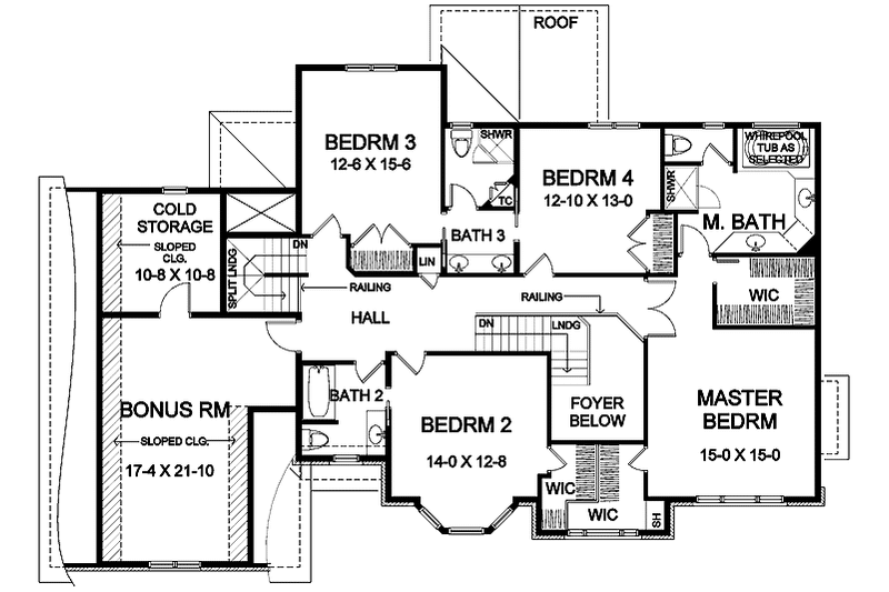 Home Plan - Floor Plan - Upper Floor for Classical House Plan #328-337 - 4 bed, 4 bath