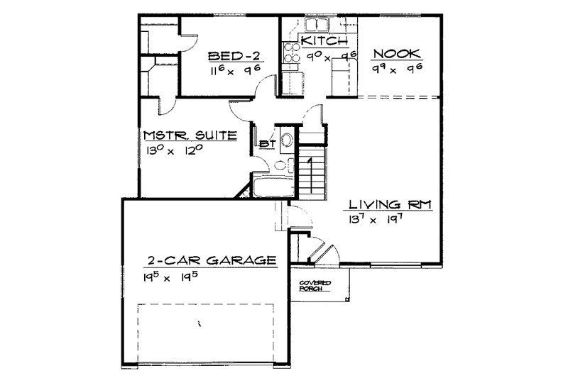 House Blueprint - Floor Plan - Main Floor for Country House Plan #308-294 - 2 bed, 1 bath