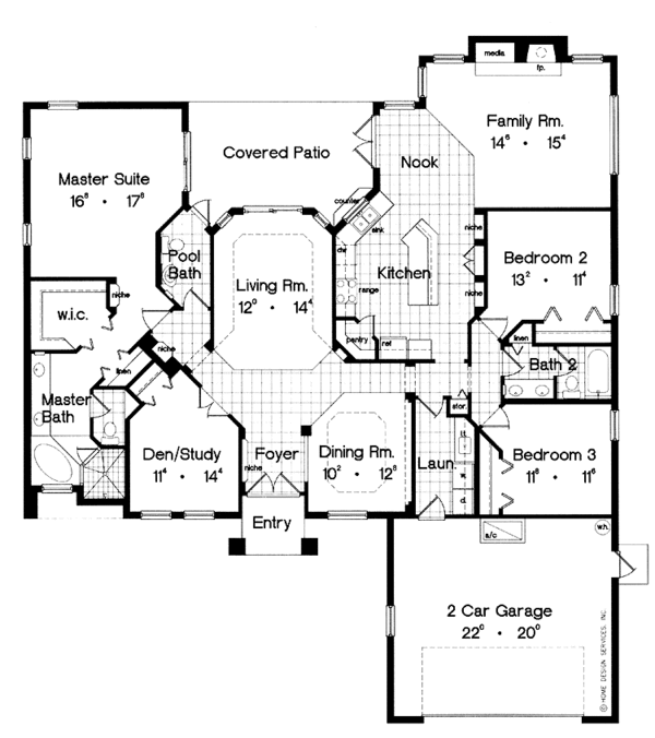 House Plan Design - Mediterranean Floor Plan - Main Floor Plan #417-605
