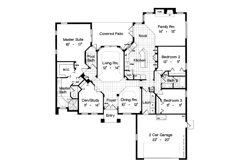 Dream House Plan - Floor Plan - Main Floor for Mediterranean House Plan #417-605 - 3 bed, 2.5 bath